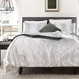Loussiesd Hotel White Comforter Cover Single Silk Like Satin Bedding Set view 2