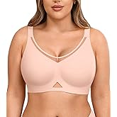 Wireless Bras for Women No Underwire with Support Push Up Comfort Full Coverage Padded Womens Minimizer Bra Plus Size Bralette for Large Breast Pink Large