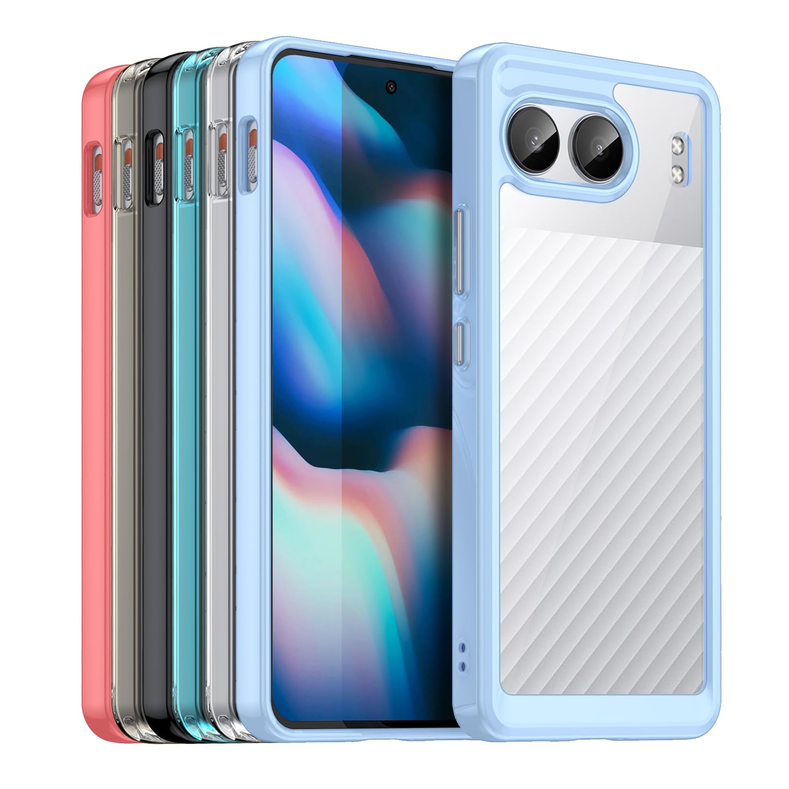 TailTech OnePlus Nord 4 Phone Case, Transparent Acrylic Case with Blue Multi-Color Frame, Lightweight and Durable