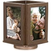 Inweder 4x6 Picture Frames for Tabletop: Rotating Box Design, Brown | Wooden Box Design for 4 x 6 Photo, Standing on Desk Home Office, As Gifts for Couples, Family, Newlyweds, Mother