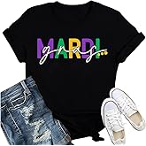 IFQ Mardi Gras Shirt for Women Fat Tuesday Parade T-Shirt New Orleans Carnival Party Tshirt