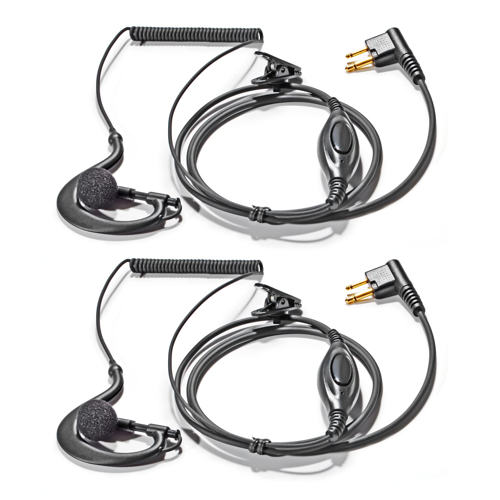 HYS G-Shape Security Headset with Microphone PTT Earpiece Compatible with Motorola DP1400 CP040 CP88 GP300 Hyera Minland G15/G18 2-Pin Walkie Talkie (Pack of 2)