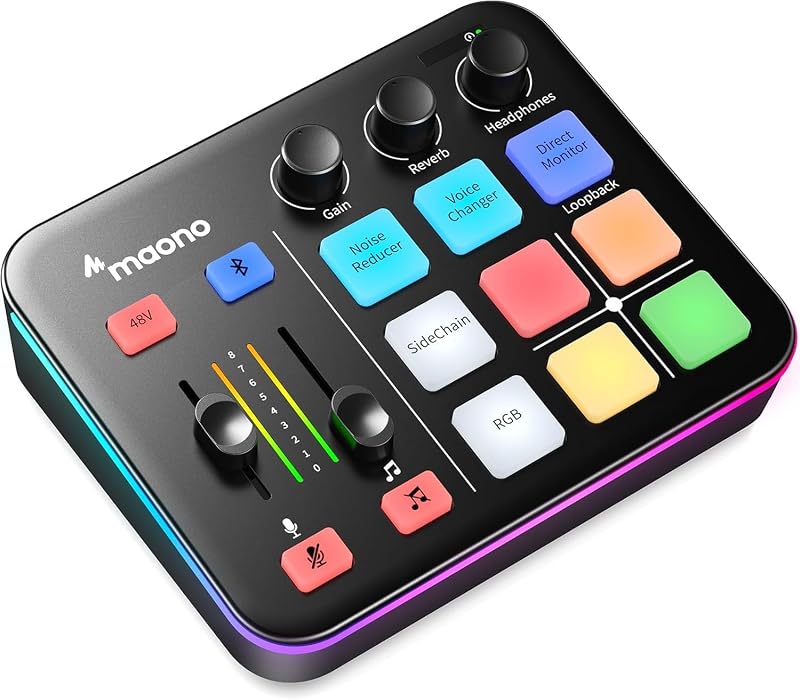 MAONO MaonoCaster G1 NEO Gaming Audio Mixer Pro-Preamp 48V Phantom RGB Bluetooth