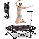 HXD-ERGO 42'' Foldable Mini Trampoline, Rebounder Trampoline with Adjustable Foam Handle, Fitness Trampoline for Indoor, Outdoor, Home Gym,Max Load 460lbs