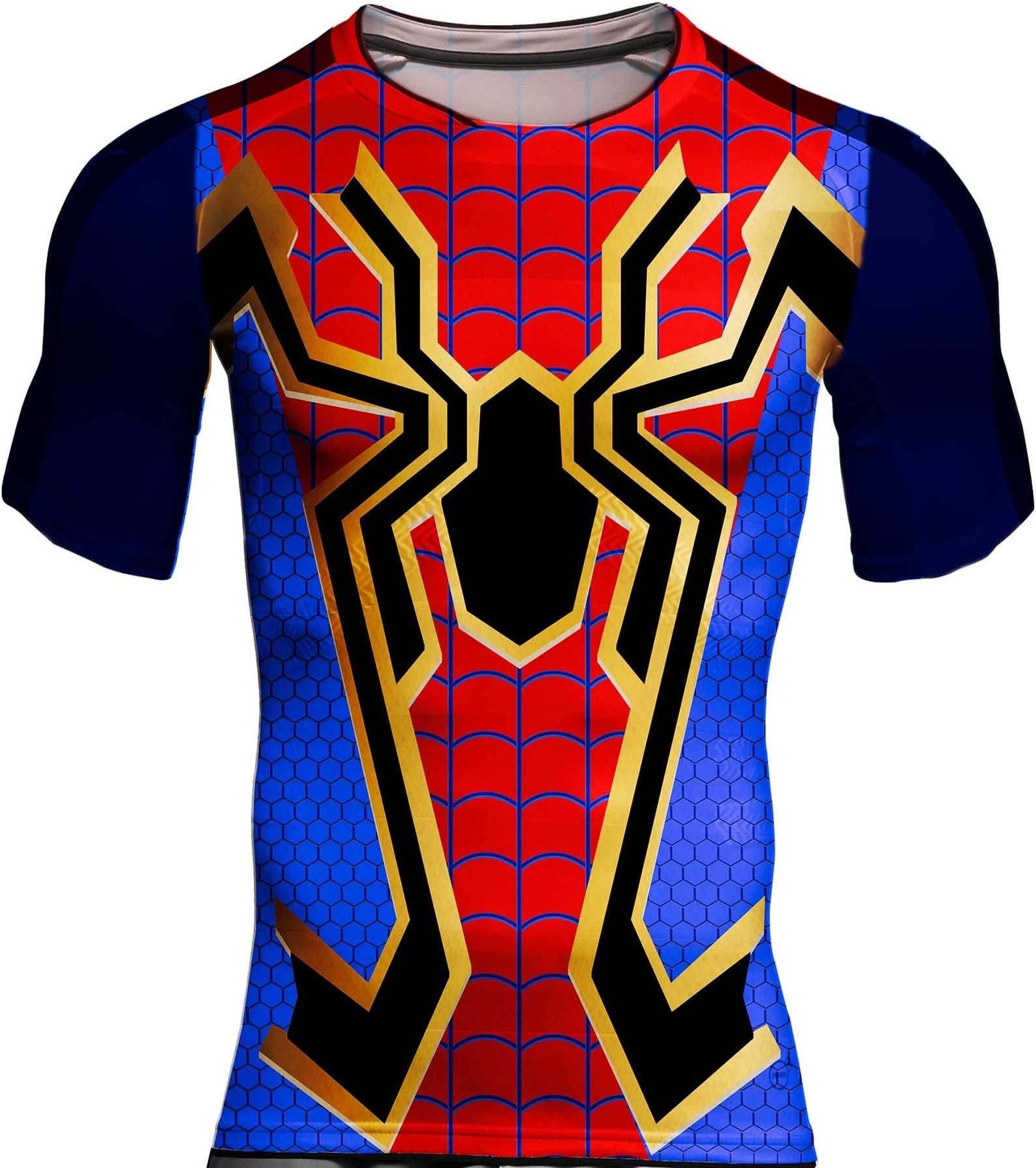 Boy's T-Shirt Spider-Man Full Front All Over Printed Micro-PP Sleeves and Back Bio-Washed Cotton Blue