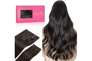 WENNALIFE Clip in Hair Extensions, 150g 20 Inch 9pcs Dark Brown Human Hair Extensions Thicker Clip in Hair Extensions Real Human Hair Clip Set Double Weft