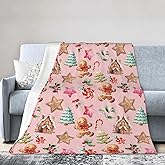 Christmas Gingerbread Throw Blanket Soft Cozy Warm Blanket Women Men 60"X50" Throw for Couch Bedroom Home Decor
