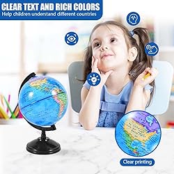 KISEER Rotating World Globe 6 Inch Spinning Earth