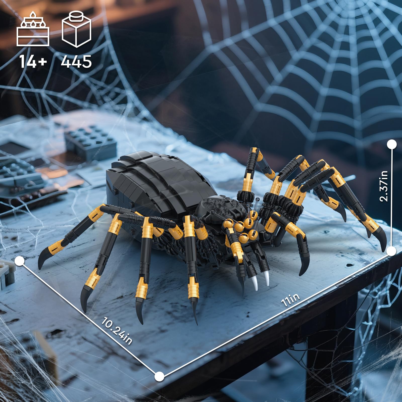 Vziimo Spider Bausteine, Tiere Klemmbausteine, 445 Teile Spinne Tier Deko Modell, MOC Kreatives Geschenk für Erwachsene und Junge Menschen ab 15+ 3