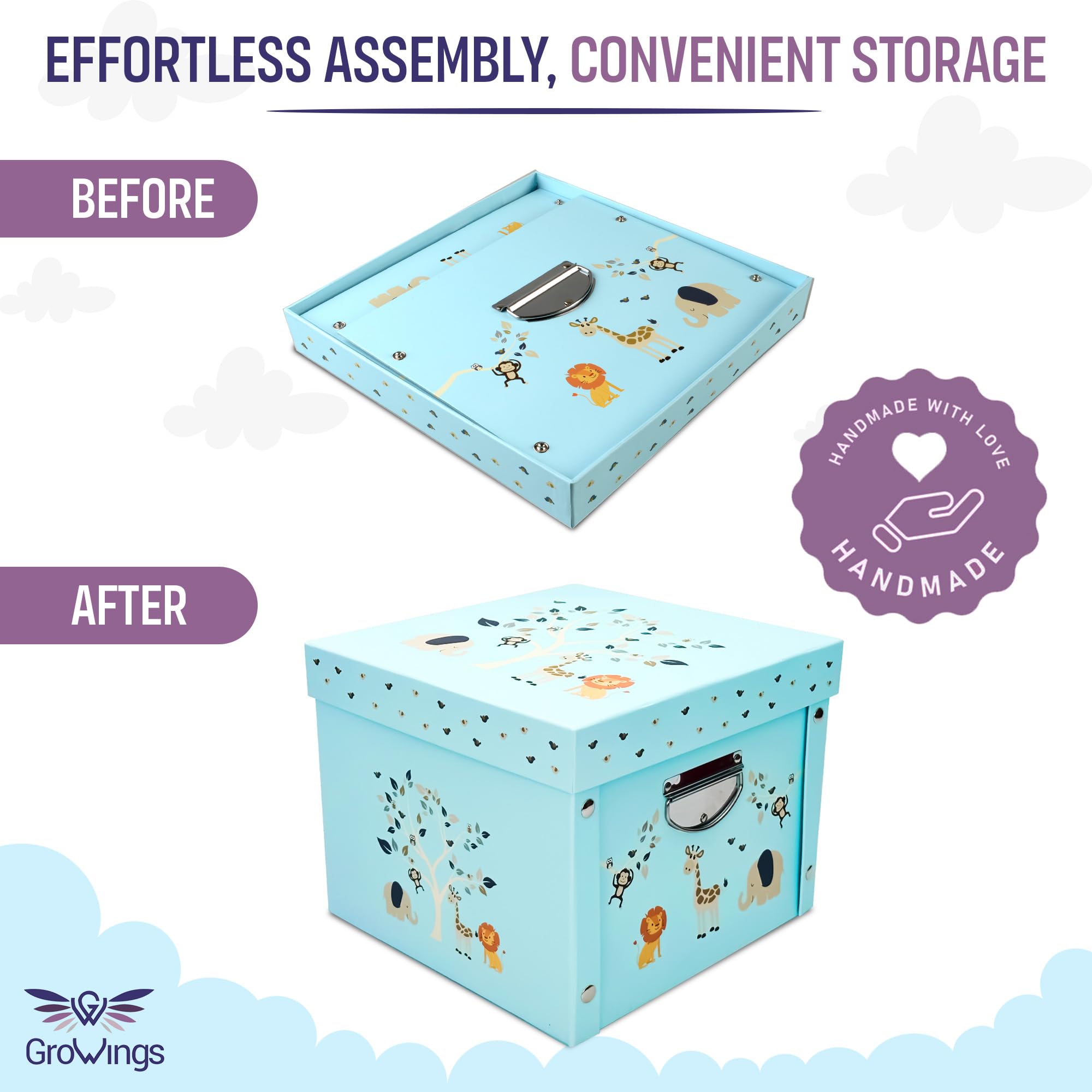 GroWings Baby Keepsake Box - Large Memory Storage for Newborns, Suitable for Boys and Girls, Strong, Durable, and Collapsible Gifts