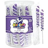 Adams &amp; Brooks Grape Mini Unicorn Pops, 10 oz Jar (24 ct.) - Twisty Unicorn Lollipops, Individually Wrapped Candy for Kids &amp; Adults, Perfect for Birthday Party Favors, Goodie Bags &amp; More