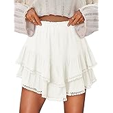 onlypuff Flowy Shorts for Women Ruffle Skorts Mini Skirts High Waisted Teen Gilrs Tennis Skort Summer Shorts