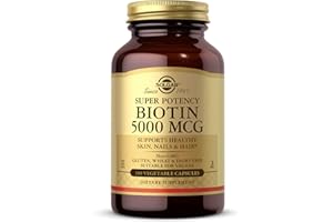 Solgar Biotin 5000 mcg - Promote Healthy Skin, Nails & Hair - Supports Energy Production, Protein, Carbohydrate & Fat Metabolism - Vitamin B - Non GMO, Vegan, Gluten Free - 100 Servings, Unflavored, Standard Packaging, 100 Count