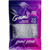 Gumi good Ouchless Hair Elastics, Clear, Extra Small, 1/2 Inch | Snag-free, stretchy hair ties glide off without pulling; secure hold for fine or thick hair, ponytails, braids and buns.