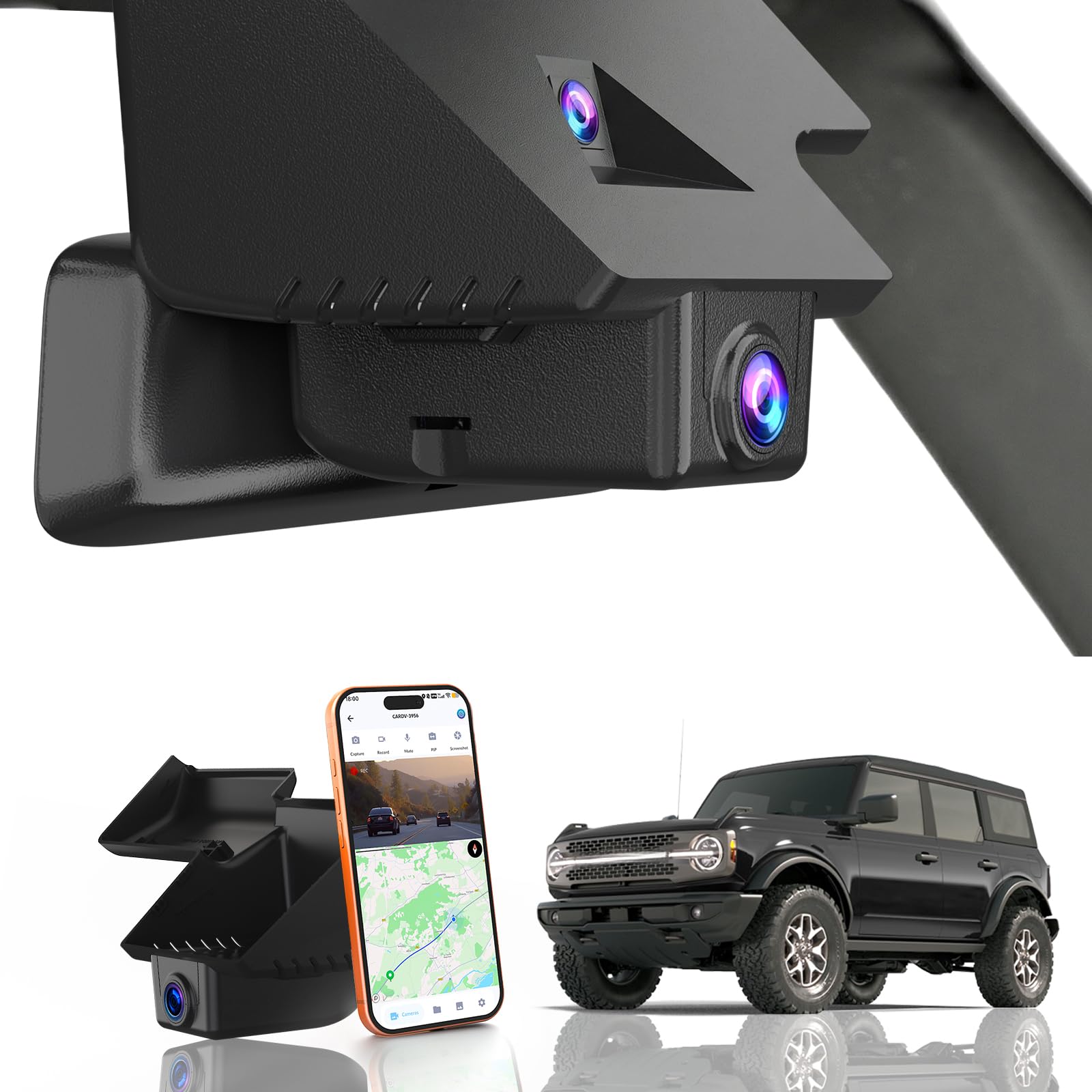 Photo 1 of GATGIT Front 4K Dash Cam Fit for Ford Bronco 2025-2026(Model B), Does Not Fit Ford Bronco Sport, OEM Look Camera,2160P HDR, Built-in WiFi & APP, Loop Recording, G-Sensor, Plug & Play,5.8G Wi-Fi,GPS