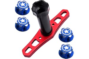 HobbyPark 17mm Hex Wheel Nuts Adapter with Wheel Hex Wrench Tool for Traxxas X-Maxx E-Revo E-Maxx Summit Monster Truck RC Tires (with Blue Nuts)