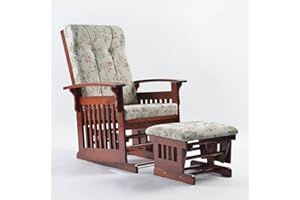 TOROWOOD Glider Rocking Chair Nursery with Ottoman Smooth Rocking Motion, Easy to Assemble, Solid Hardwood Base Indoor Adult (Flower)