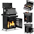 INTERGREAT Rolling Tool Chest, 5-Drawer Tool Box Organizer w/Lockable Wheels & Sliding Drawers & Detachable Top, Tool Storage Cabinet for Garage Workshop (Black)