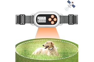 HEJOHJY® Wireless Dog Fence - GPS Dog Collar Fence System, IPX7 Waterproof/Rechargeable Dog Collar, Beep/Vibration/Shock Correction Mode, Invisible Dog Fence for Medium and Large Dogs (White)