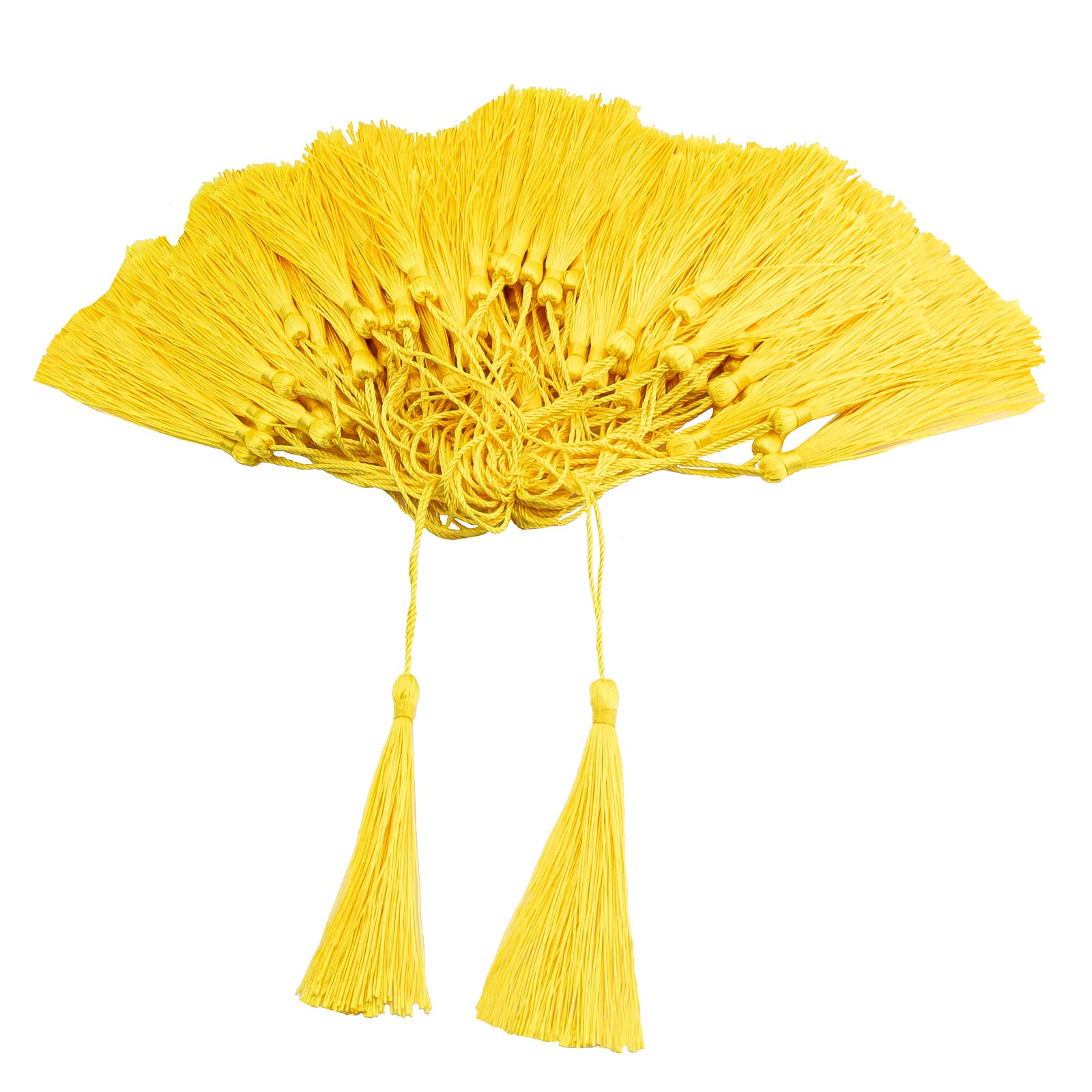 VAPKER 100 Pieces Light Yellow Color 13cm/5-Inch Silky Handmade Soft Tassels Floss Bookmark Tassels with 2-Inch Cord Loop for Jewelry Making, DIY Projects, Bookmarks
