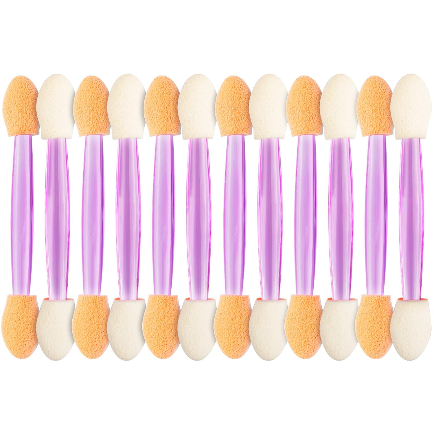 12 PCS Disposable Eyeshadow Brush, FANDAMEI Dual Sides Eyeshadow Sponge Applicators, Double Ended Oval Makeup Brush Tool: Beauty