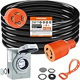 Finderomend 30 Amp Generator Cord and 30 Amp Generator Inlet Box Kit, NEMA L14-30P to L14-30R and 125V/250V 7500W Twist Lock 