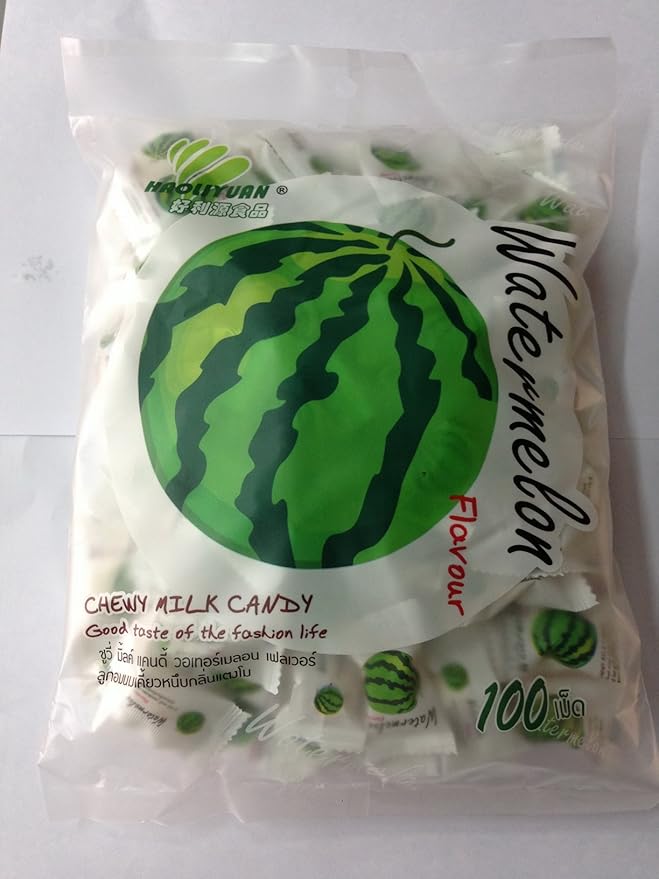 Watermelon Candy Flavor, Haoliyuan Chewy Milk Candy 100 Psc