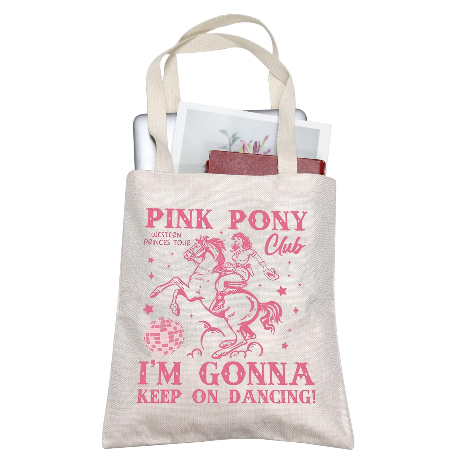 AKTAP Music Lover Gift Midwest Princess Pink Pony Club Canvas Tote Bag Great Souvenir for Live Shows (TB, Pony Dancing-P1)