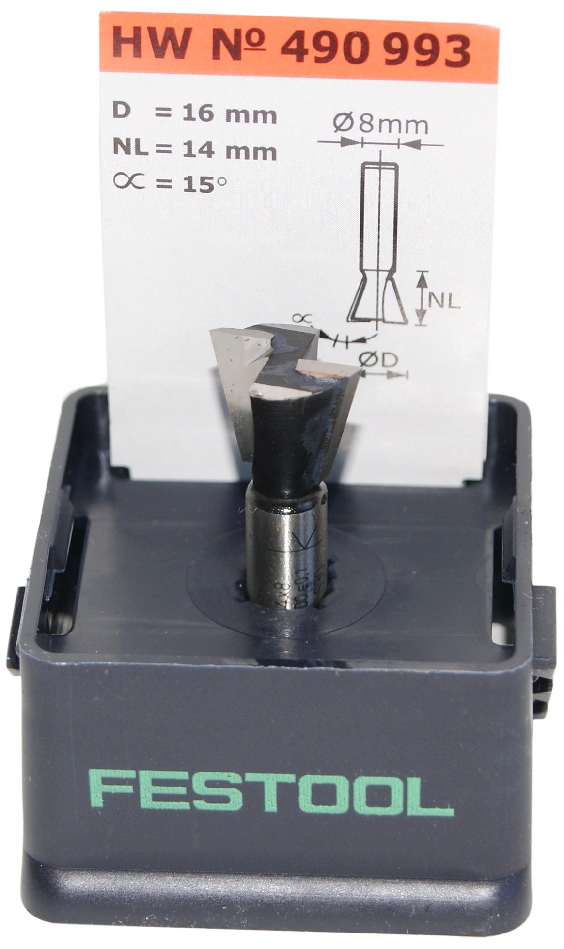 Festool Dovetail cutter HW S8 D16/13,5/15°