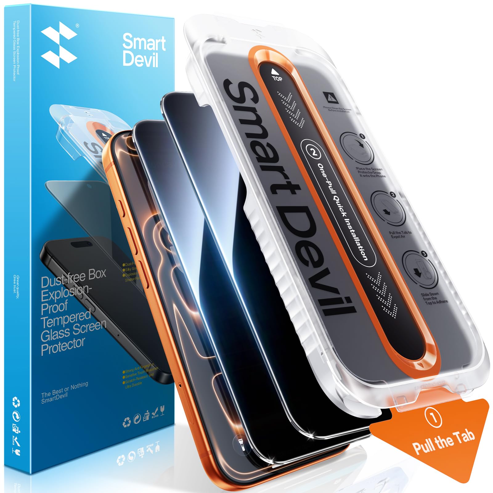 SMARTDEVIL 2 Pack Privacy Screen Protector for iPhone 17 Pro Max