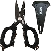 Beyond Fishing 6.5" Pro Fishing Shears Dual Serrated Blades, Fishing Braided Line Scissors with Titanium Coating, Non-Slip Grip &amp; Multifunction Tool, Includes Hard Molded Locking Sheath