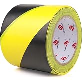 BOMEI PACK Floor Marking Tape 4 Inch x 108FT Black &amp; Yellow Warning Safety Stripe Tape for Walls, Floors, Pipes, Warterproof Caution Tape Ideal for Marking Hazardous Areas, Equipment