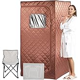 amocane Far Infrared Portable Sauna, Personal Dry Sauna Spa for Relaxation, Sauna Tent with Heating Foot Pad, Portable Chair, Remote Control, 140℉ Temerature, Full Size Indoor Sauna for Home & Gym