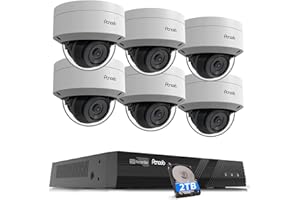 PANOOB PoE Security Camera System, 6X Wired 5MP IK10 Vandal-Proof PoE Dome Cameras Outdoor with Person Detection, 100ft IR Night Vision, Remote Access, 4K 8 Channel NVR 2TB HDD, PD54A0608-5M2