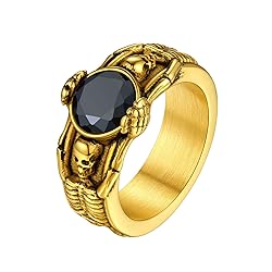 U7 Jewelry Mens Gold Plated Skull Skeleton Ring