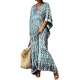 SMUDGE Life Kaftan Dresses for Women Plus Size Summer Beach Dress with Print and Swim Cover Ups
