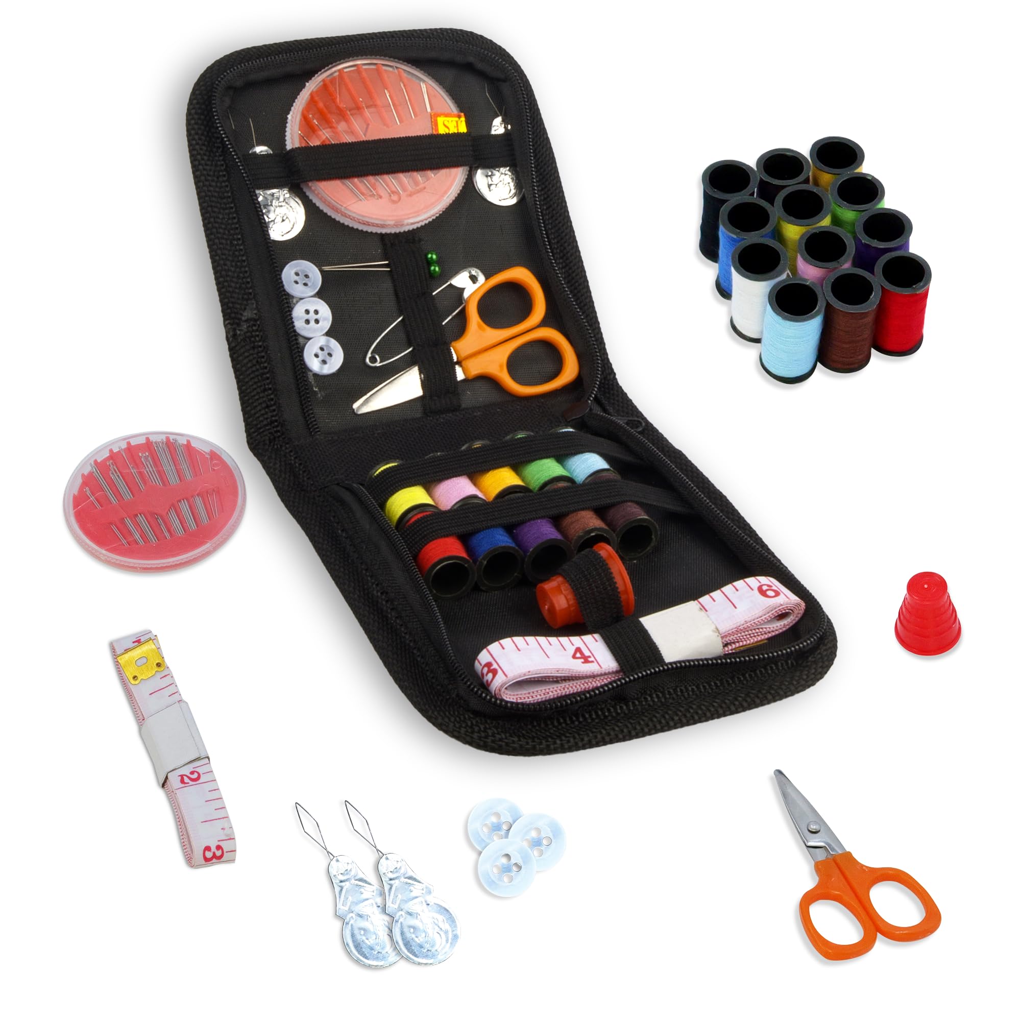 Travel Sewing Kit 32 Pieces - Sewing Accessories, Student Essentials for University, Portable Sewing Bag, Home Household Essentials, Sewing Kits for Adults, Hand Held Mini Sewing Kit, Sewing Needle