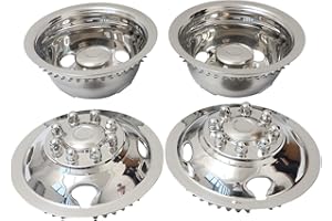 JIUXI 16 Inch 8 Lugs 4 Hand Holes Snap-On Polished Stainless Steel Wheel Simulator Full Kits for 1974-2000 Chevy GMC 3500, 19