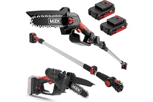 MZK 2-in-1 Cordless Pole Saw & Mini Chainsaw with 3 Replacement Chain, 20V Battery Pole Chainsaw, 4.5" Cutting Capacity, 13ft Reach Pole Saw for Tree Trimming(2 Batteries and Fast Charger Included)
