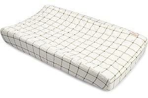 Crane Baby 100% Organic Cotton Change Pad Cover, Neutral Check Pattern for Boys, Girls, Unisex, Ultra-Soft GOTS Certified Cotton Cover, Perfect Registry Gift