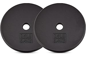 Yes4All Standard 1" Cast Iron Weight Plate - Ideal for Strength Training - Multiple Weight: 5LB to 25LB (Single & Set of 4)