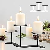 Iron Candle Holder Fireplace: 3 Arms Metal Candelabra Centerpiece Decor - Candle Holder Stand for Candelabra Pillar Candles