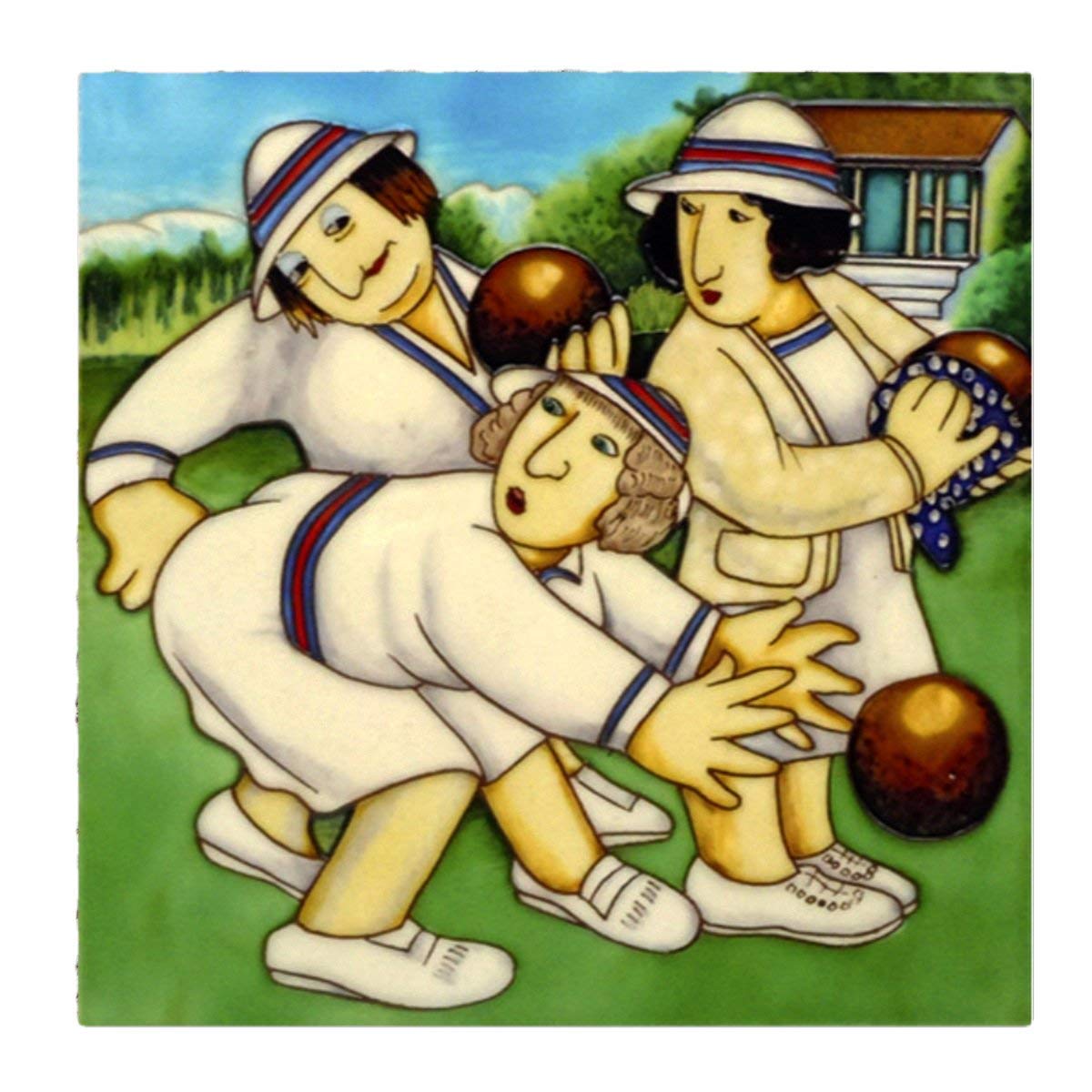 Fiesta Studios Bowlers by Beryl Cook 8x8 Decorative Ceramic Picture Tile Gift Plaque Officially Licensed Artwork