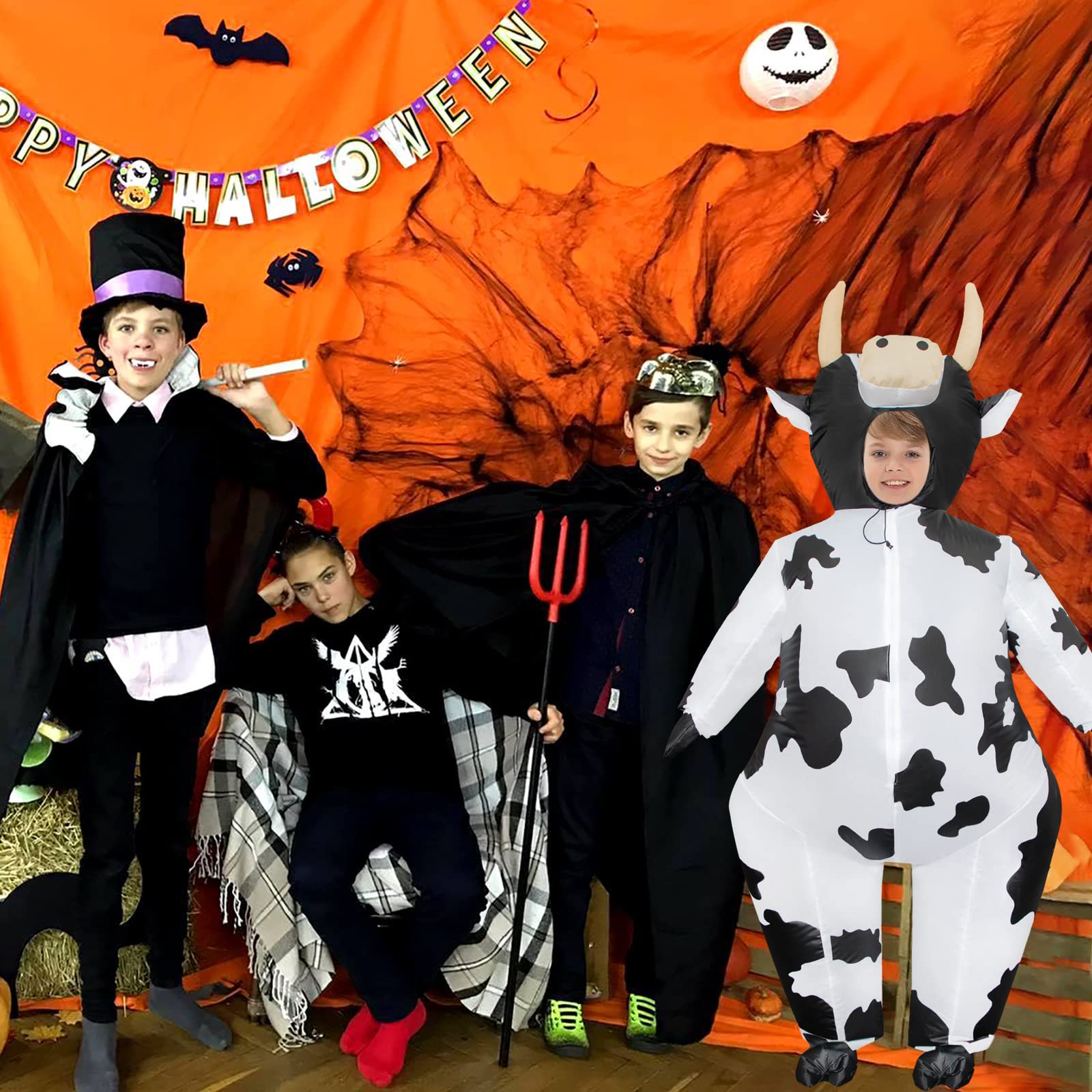 Stegosaurus Inflatable Cow Costume Kids, Boys Halloween Costume Blow Up Costumes for Kid Funny Cow Suit for Cosplay Party