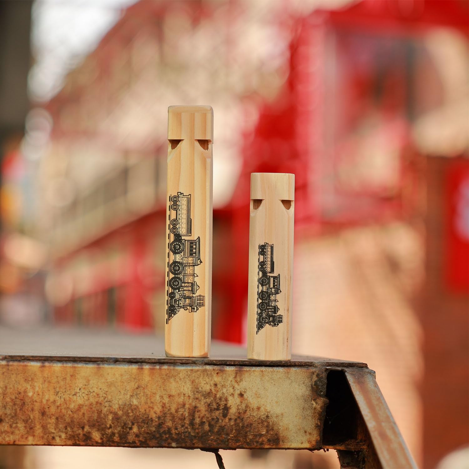 2PCS-Wooden Train Whistle Musical Toy for Kids—4 Tones 7.4