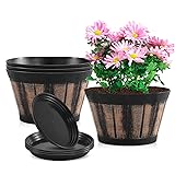 Quarut 8 inch Brown Plastic Whiskey Barrel Plant