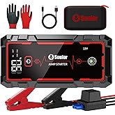 Jump Starter, Battery Jumper Starter Portable, Car Battery Jump Starter with 3 Modes Flashlight, Compass, Power Bank and Jumper Cable