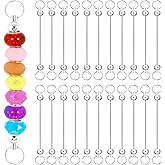 Goufaju 20pcs Beadable Keychain Bars, Blank Detachable Metal Keychain Accessories for DIY Craft, Beaded Key Chain Kit with Silver Finish