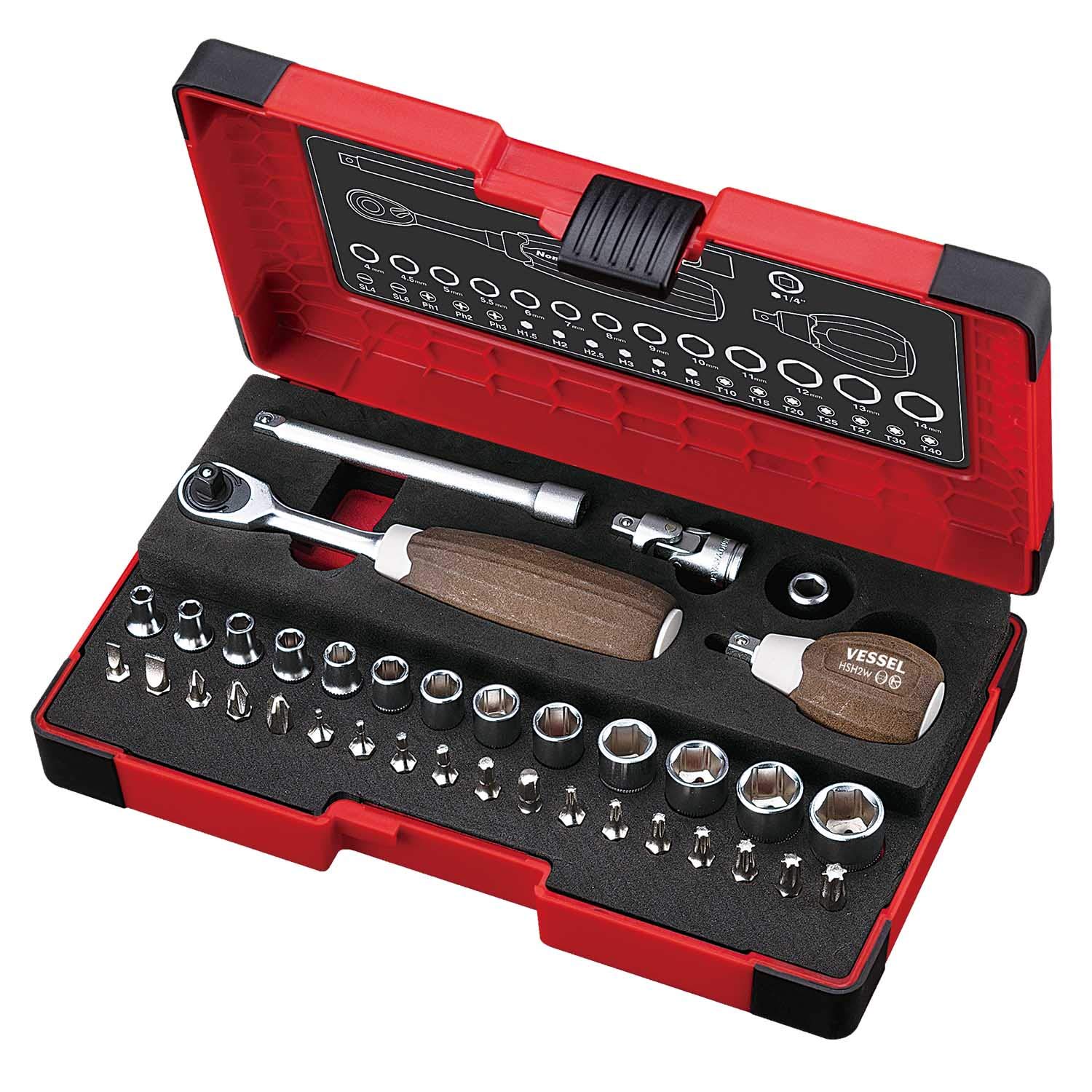 VESSEL Socket Wrench Set Wood-Compo HRW2001M-W