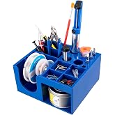 HGMZZQ Non-Slip Solder Holder &amp; Dispenser Reel Stand with Anti-Skid Feet - Organize Solder Wire, Flux, Paste &amp; Tools, Durable Plastic Storage for Tidy Workbench (6x5.5x2.95 Inches)